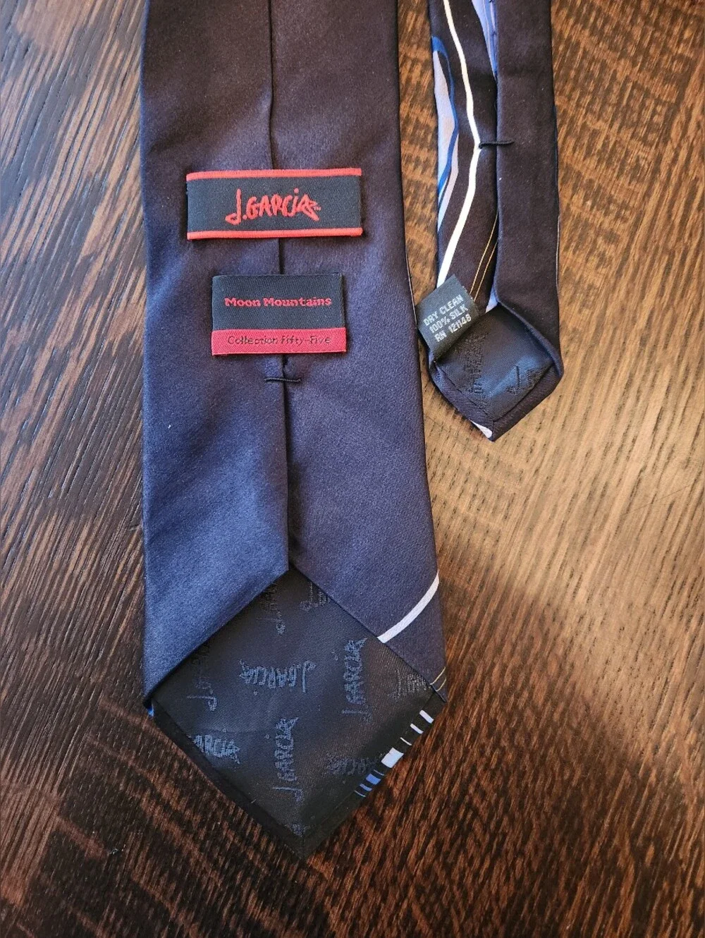 Vintage Jerry Garcia 🎩 1990's Men's Necktie Black Blue Gray Swirl Silk EUC $24